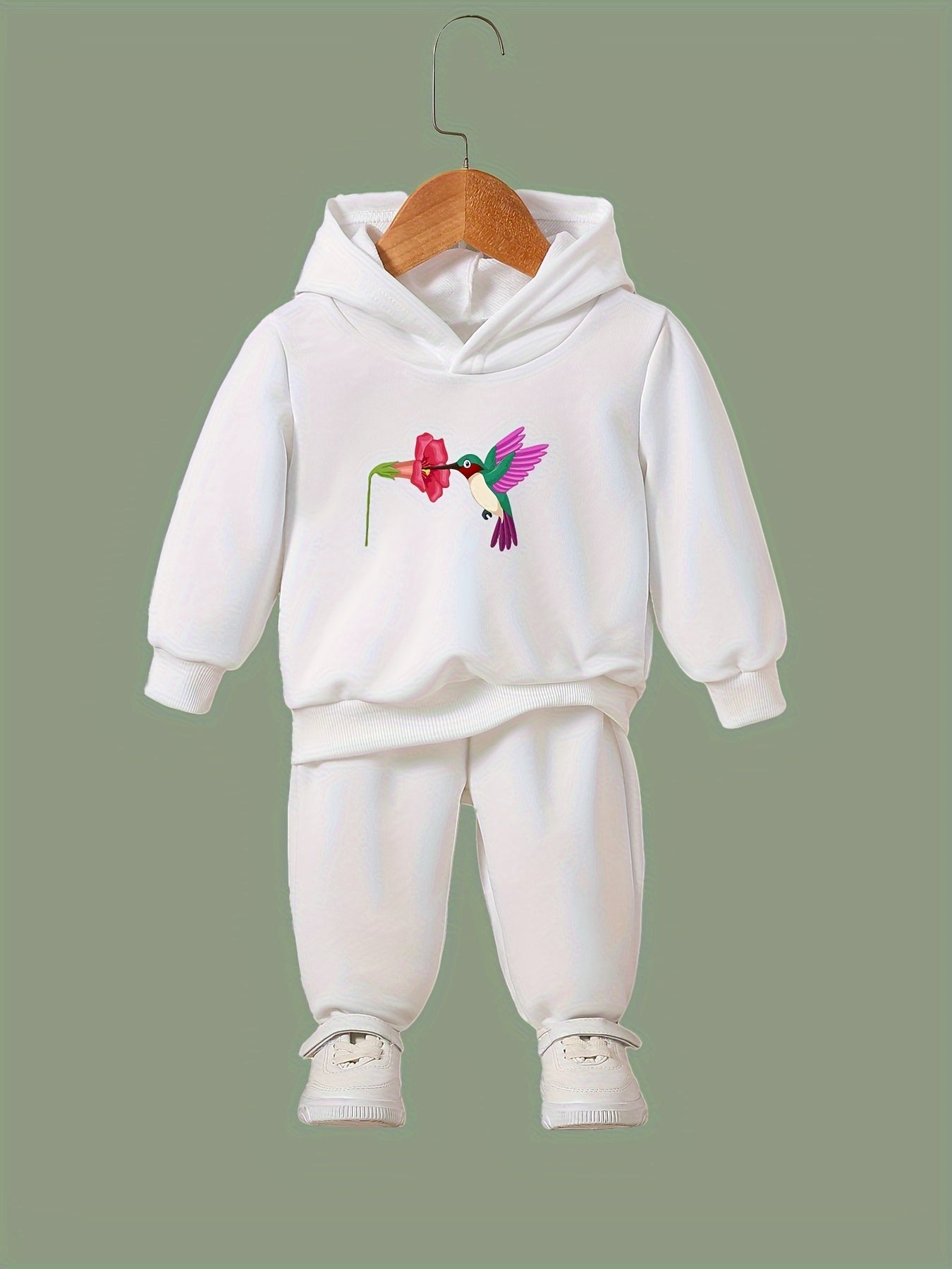 OERYUI 2pcs Bird & Flower Print Hoodies Pants Set Spring Fall