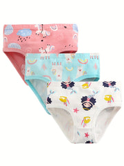 3pcs Girl's Triangle Panties Multiple Colors Elastic Waist Shorts