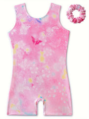 Butterfly Graffiti Sleeveless Gymnastics Suit for Girls