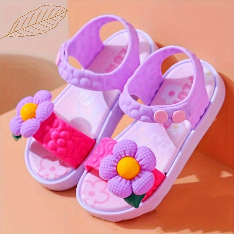 Girl's Sweet Summer Sandals with Flower Pattern