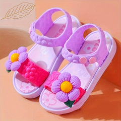 Girl's Sweet Summer Sandals with Flower Pattern