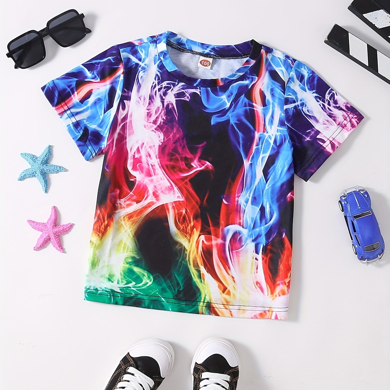 3D Printed Flame T Shirt for Boys - Summer Outfit