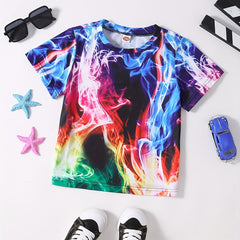 3D Printed Flame T Shirt for Boys - Summer Outfit