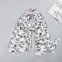 Floral Print Scarf Hijab Casual Tassel Shawl Windproof Head Wrap