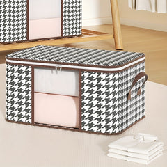 Houndstooth Wardrobe Quilt Organizer Double Zipper Clothes Storage Box