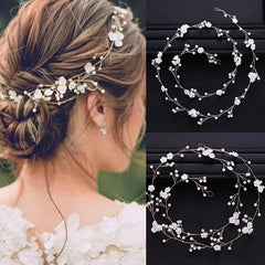 Faux Pearl Flower Head Piece Bridal Headband