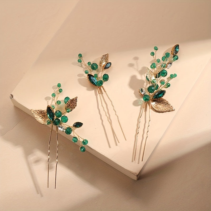 Crystal Jewelry Hairpin U shaped Ponytail Holder Hair Accessories