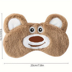 Cartoon Plush Sleep Mask - Adjustable Blackout Blindfold for Travel