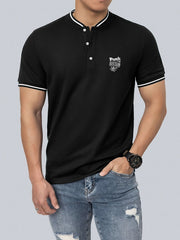Men's Punk Skull Graphic Shirt Casual Button Up Polo Shirt for Summer
