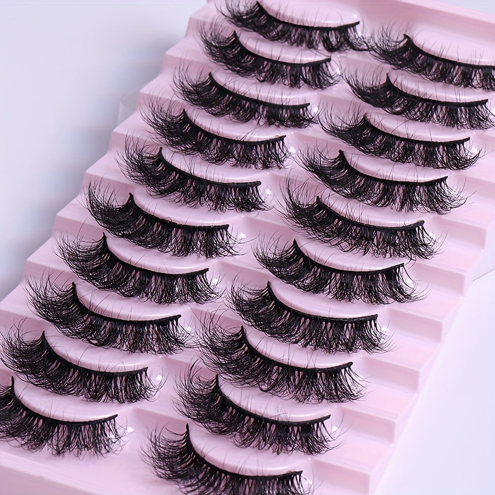 10 Pairs 3D Faux Mink Lashes for Dramatic Makeup Look