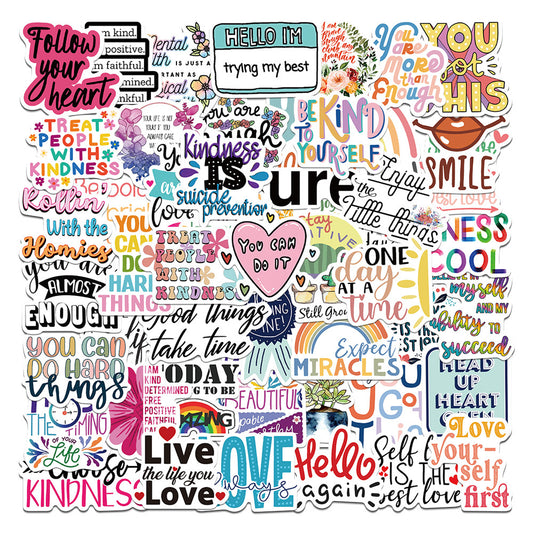 52 Inspirational Doodle Stickers Self Adhesive Waterproof for Phone Notebook