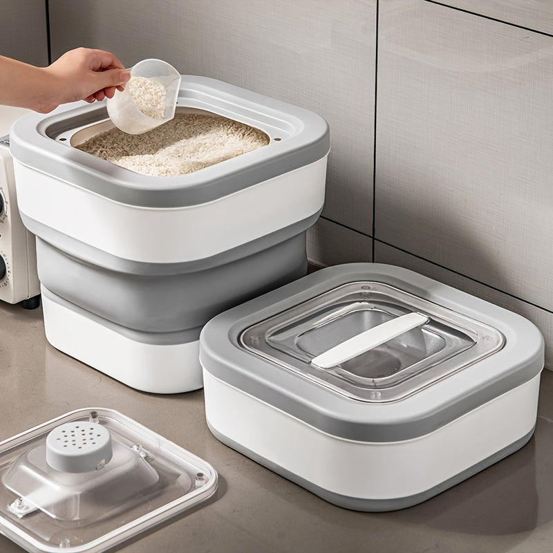 1pc Folding Rice Bucket Large Capacity Cereal Storage Container