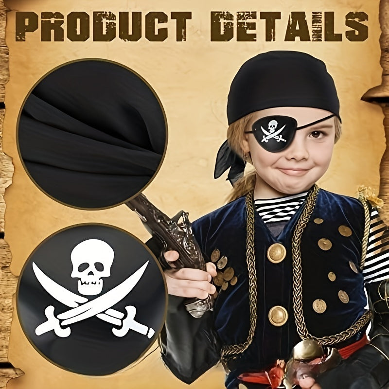 Pirate Bandana & Eyepatch Set Skull Cosplay Costume Accessory