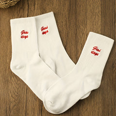 3 Pairs Letter Print Socks Comfy & Mid Tube Socks Women's Stockings