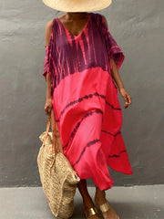 V Neck Cover Up Dress Loose Fit Beachwear Kaftan Women's Swimwear