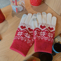 Snowflake Knitted Gloves Touch Screen Winter Thickened