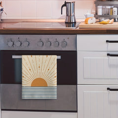 2pcs Sun Celestial Pattern Dish Cloth Hand Towels Soft Absorbent