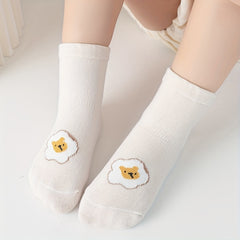 5 Pairs Kids Cartoon Anti-skid Socks, Soft Breathable Toddlers Socks