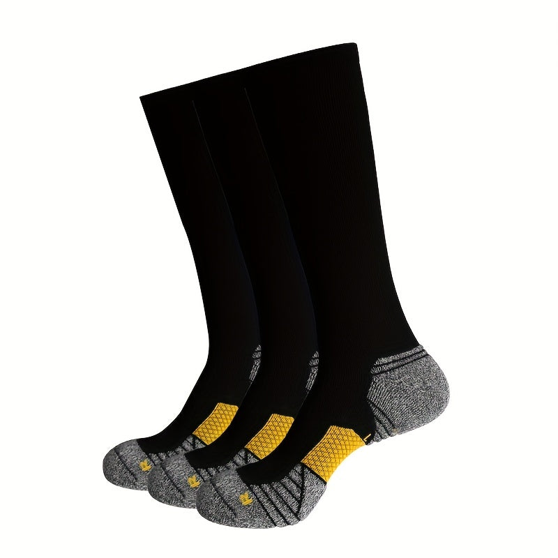 Men's Thick Padded Knee Socks 3 Pairs for Running Soccer Cycling