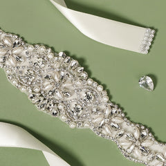 Rhinestone Pearl Waist Bridal Belt