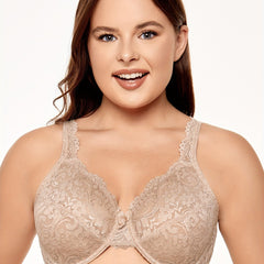 Women's Plus Floral Lace Full Cover Underwire Bra