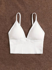 Backless Cami Crop Top Slim Fit V-Neck Sexy Lingerie