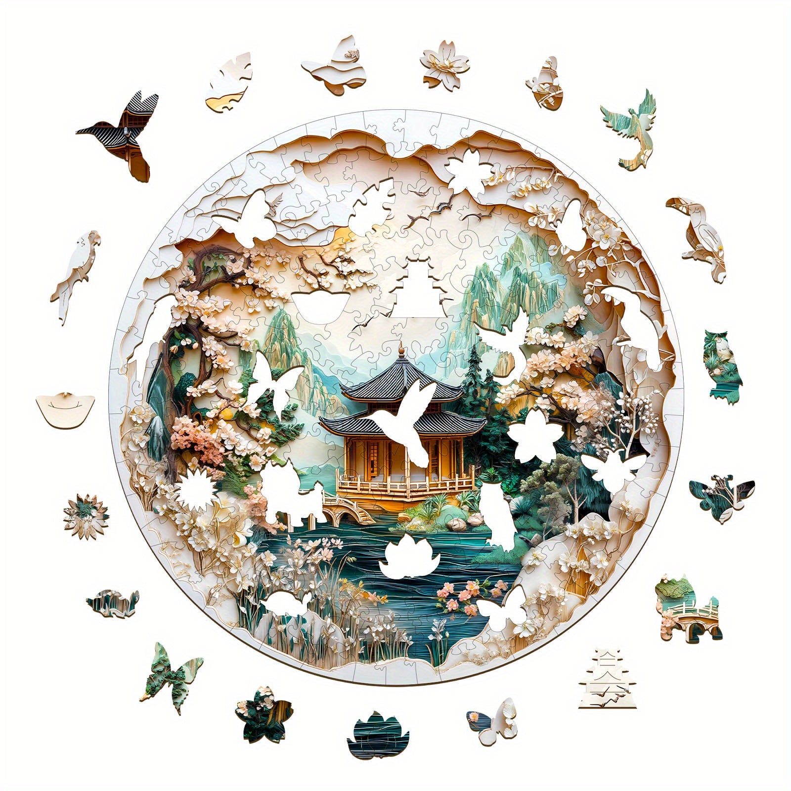 Intricate Mountain Landscape Wooden Puzzle