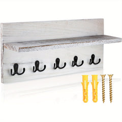 Rustic Coat Rack Shelf Wall Mounted Wood Entryway Coat Hat Hanger
