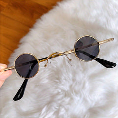 Y2K Round Tinted Sunglasses Steampunk Metal Glasses UV400