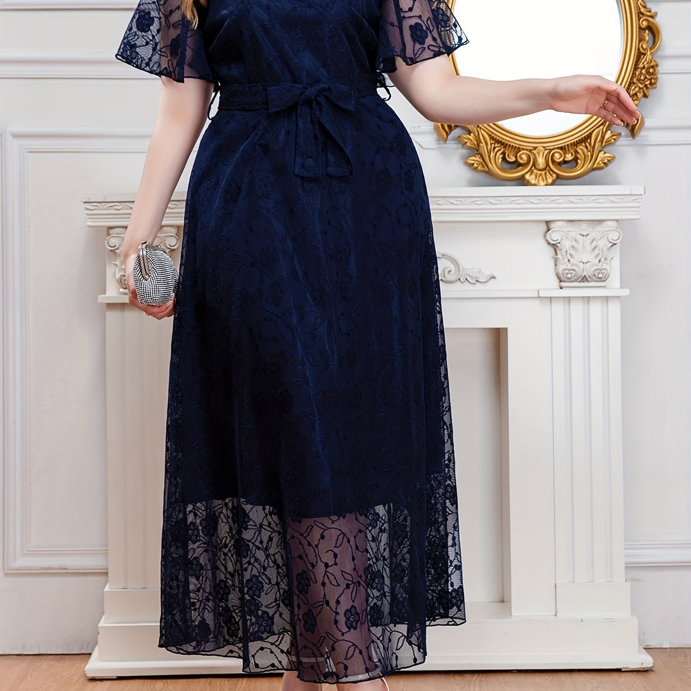 Bridesmaid Dress Solid Lace Maxi Evening Formal Dress