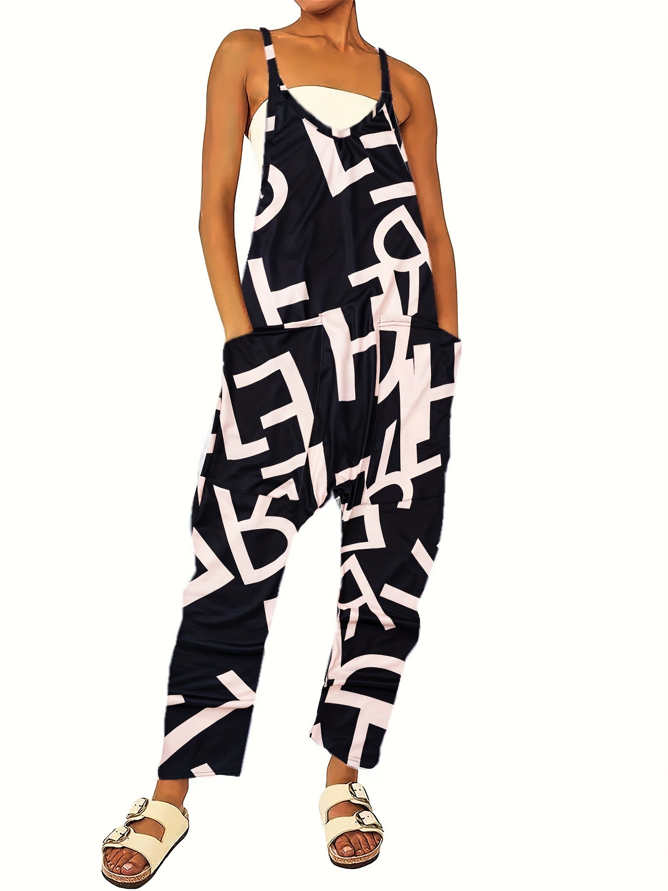 Sleeveless Wide Leg Jumpsuit With Pockets