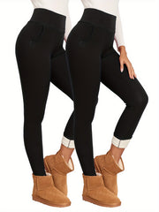 Solid Fleece Yoga Pants High Stretch Running Warm Tight Pants