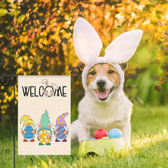 Easter Garden Flag Gnomes Bunny Eggs Double Sided Outdoors Decoration 30x45 cm