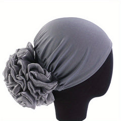 Big Flower Turban Cap Elastic Hijab Bonnet Head Wraps