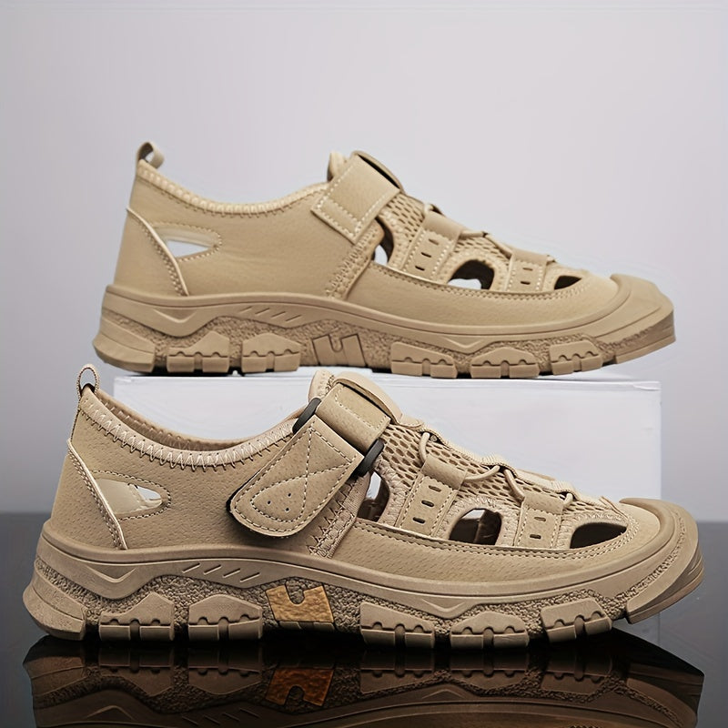 Men's Hook Loop Fastener Sandals Durable Non Slip Outdoor Hiking Beach Shoes