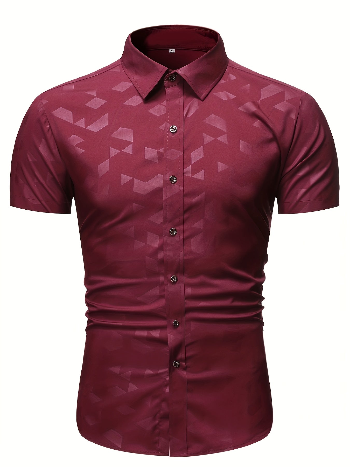 Men's Casual Triangle Embossed Top Shirt Short Sleeve Spring Summer