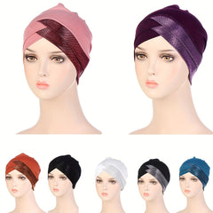 Turban Cap Stitching Bling Headwrap Ramadan Head Scarf Lightweight Bonnet