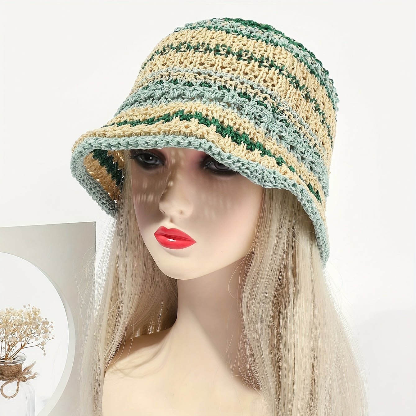 Crochet Bucket Hat Lightweight Casual Sun Hat for Women