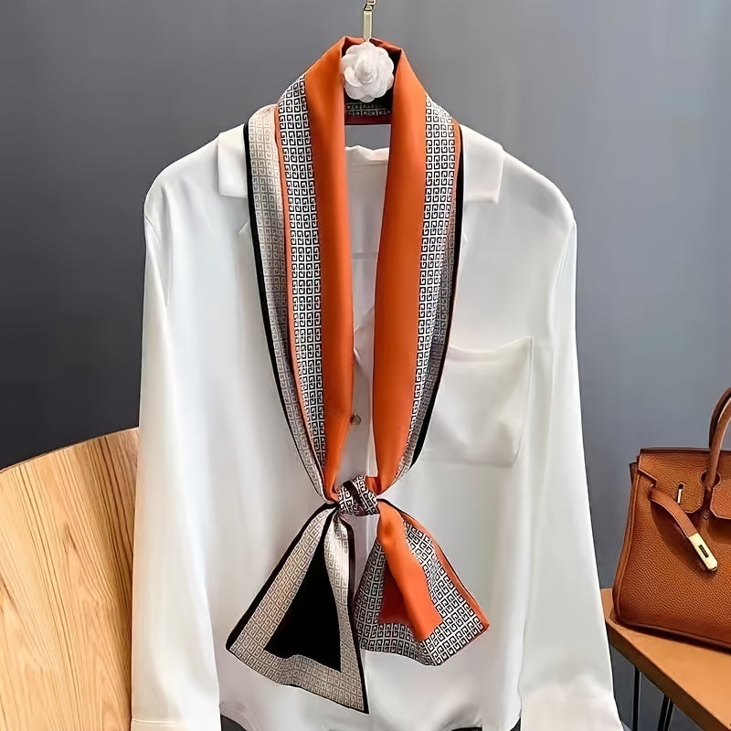 Pink Silk Scarf & Chain Towel Women Neck Scarf