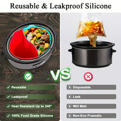 Silicone Slow Cooker Liner for Crock Pot 6 QT Oval Slow Cookers