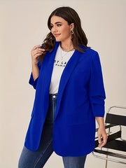 Women's Plus Size Open Front Lapel Collar Blazer