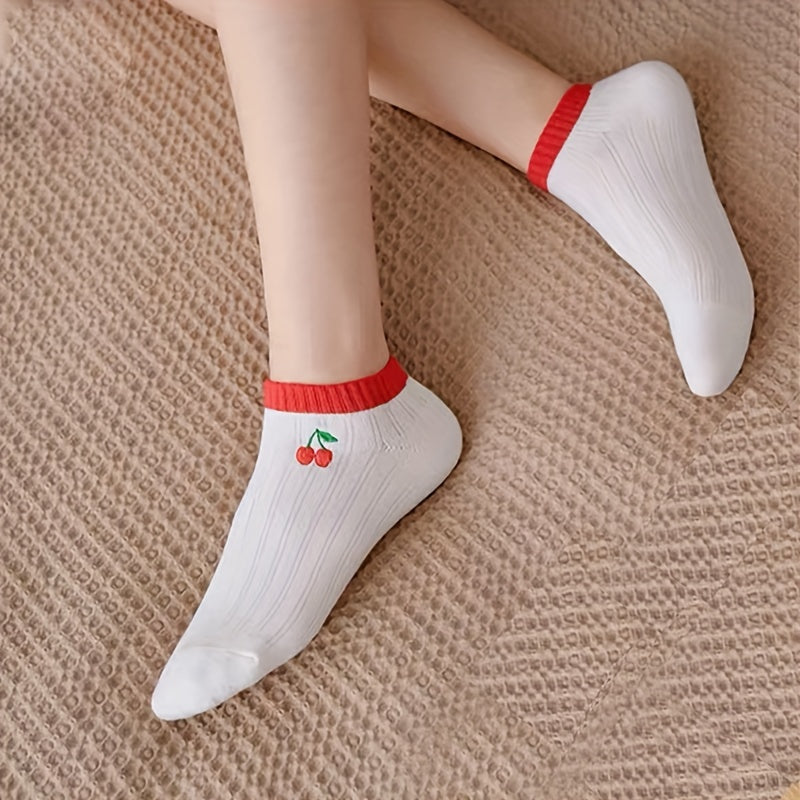 5 Pairs Fruit Print Socks Low Cut Ankle Socks Women's Stockings & Hosiery