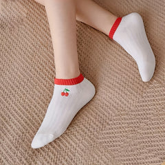 5 Pairs Fruit Print Socks Low Cut Ankle Socks Women's Stockings & Hosiery