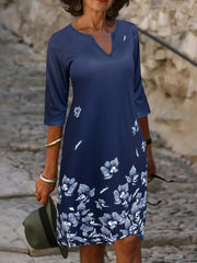 Floral Print Half Sleeve Casual Dress