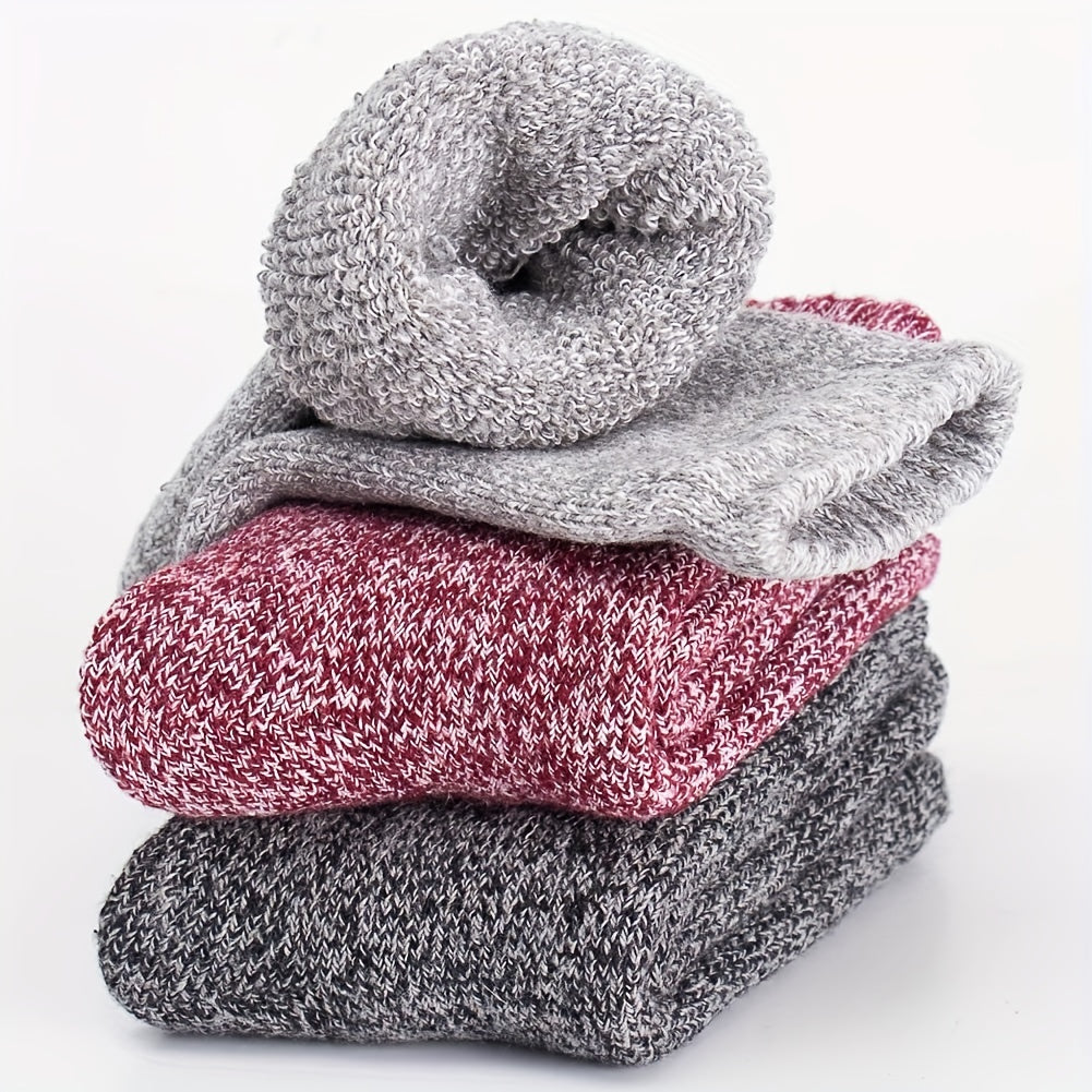 3 Pairs Thickened Crew Socks Warm Women's Stockings & Hosiery