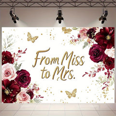 Bride to Be Photography Backdrop Pink & Burgundy Flowers Bridal Shower Parties