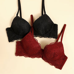 2pcs Lace Push Up Bras Comfy & Breathable Intimates Bra Women's Lingerie