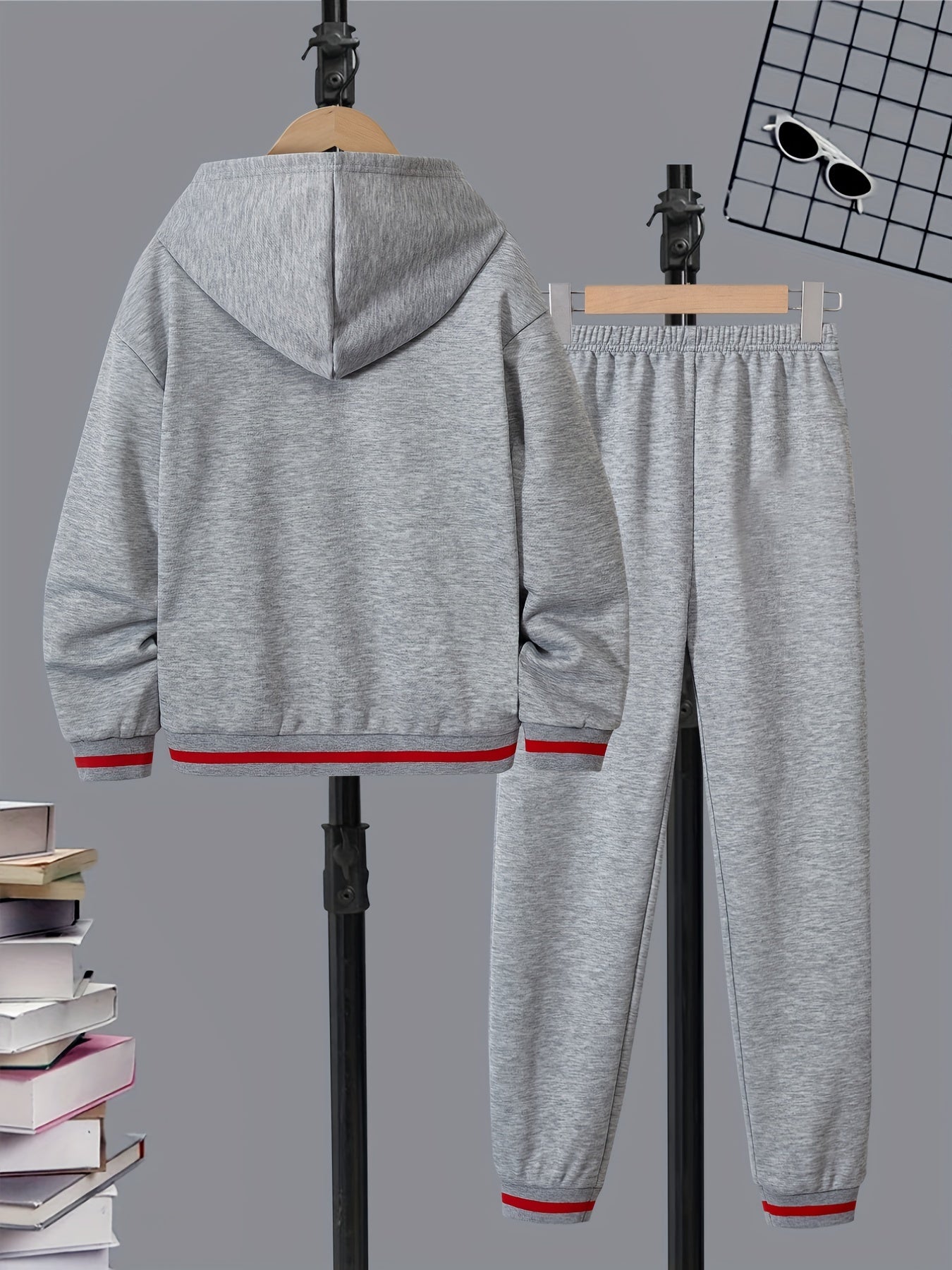 Boy's Basketball Print Hoodie & Sweatpants Set for Spring Fall