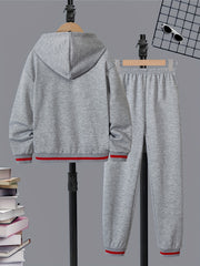 Boy's Basketball Print Hoodie & Sweatpants Set for Spring Fall