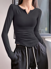Women's Quick Drying Long Sleeve Sports T Shirt for Running Yoga Fitness